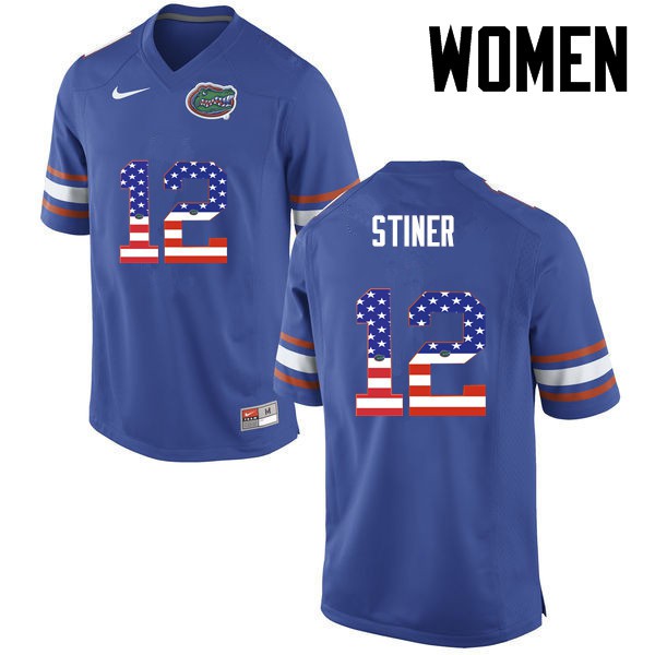 Florida Gators Women #13 Donovan Stiner College Football Jersey USA Flag Fashion Blue